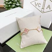 Okify VCA Vintage Alhambra 5 Motifs Bracelet Yellow Gold Light Pink Mother Of Pearl  - 2