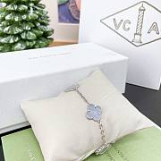 Okify VCA Vintage Alhambra 5 Motifs Bracelet White Gold Light Blue Mother Of Pearl - 6