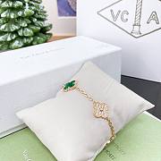 Okify VCA Vintage Alhambra Bracelet 5 Motifs Yellow Gold Diamond Green - 6