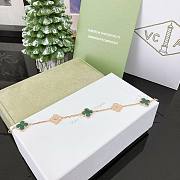 Okify VCA Vintage Alhambra Bracelet 5 Motifs Yellow Gold Diamond Green - 4