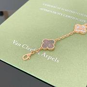 Okify VCA Vintage Alhambra Bracelet 5 Motifs Rose Gold Diamond Gray Mother Of Pearl - 4