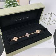 Okify VCA Vintage Alhambra Bracelet 5 Motifs Rose Gold Diamond Gray Mother Of Pearl - 5