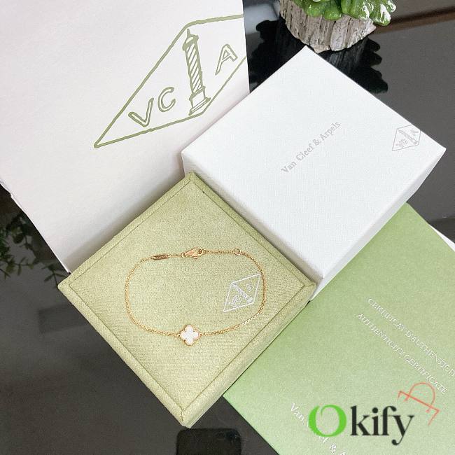 Okify VCA Sweet Alhambra Bracelet Yellow Gold White Mother Of Pearl - 1