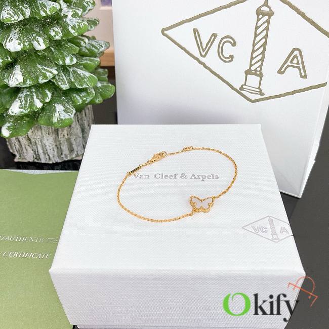 Okify VCA Sweet Alhambra Butterfly Bracelet Yellow Gold White Mother Of Pearl - 1