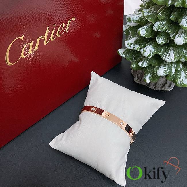 Okify Cartier Love Bracelet 4 Diamonds 6.1mm Rose Gold - 1