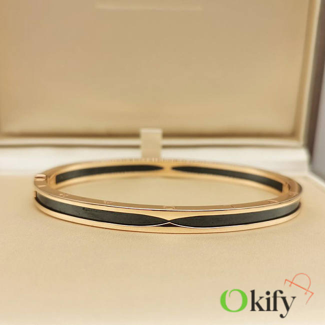 Okify Bvlgari B.zero1 Bracelet 18k Rose Gold with Black Ceramic - 1