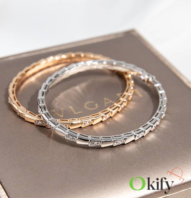 Okify Bvlgari Serpenti Viper 18 KT Bracelet Set with Demi Pave Diamonds 4mm - 1