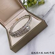 Okify Bvlgari Serpenti Viper One Coil Slim Bracelet 18 KT White Gold Set with Full Pave Diamond - 1