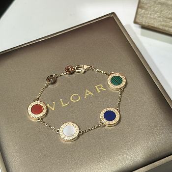 Okify Bvlgari Bvlgari 18 KT Rose Gold Bracelet Set with Carnelian Lapis Malachite and Mother Of Pearl Elements