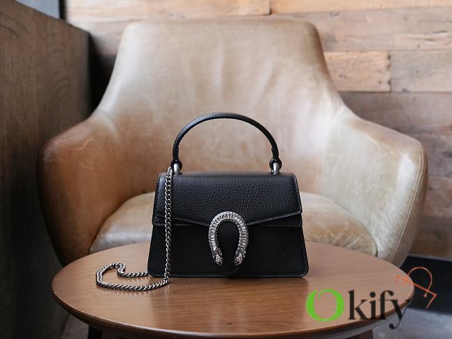 Okify GG Dionysus Mini Top Handle Bag Black Leather  - 1