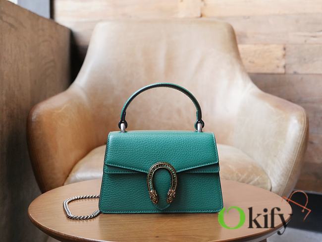 Okify GG Dionysus Mini Top Handle Bag Green Leather - 1