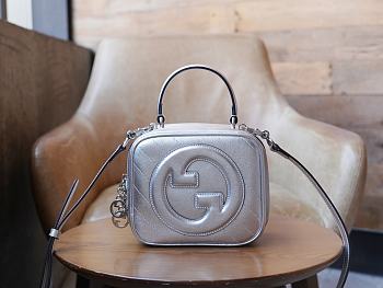 Okify Gucci Blondie Top Handle Bag Metallic Silver Leather