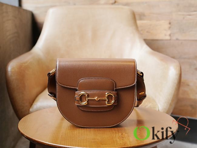 Okify Gucci Horsebit 1955 Mini Rounded Bag Brown Leather - 1