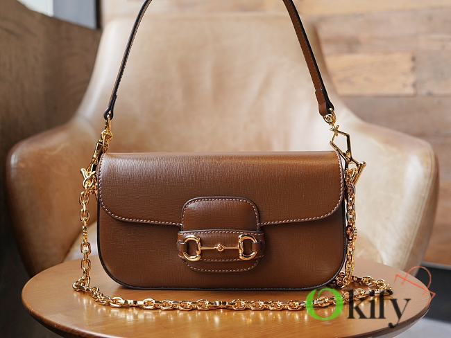 Okify Gucci Horsebit 1955 Small Shoulder Bag Brown Leather - 1