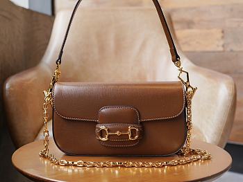 Okify Gucci Horsebit 1955 Small Shoulder Bag Brown Leather