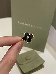 Okify VCA Vintage Alhambra Ring Black Onyx Round Diamond Yellow Gold - 3