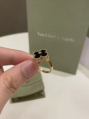 Okify VCA Vintage Alhambra Ring Black Onyx Round Diamond Yellow Gold - 5