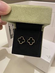 Okify VCA Vintage Alhambra Earrings Black Onyx Yellow Gold - 2