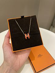 Okify Hermes Pop H Necklace Orange  - 3