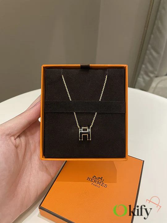 Okify Hermes Pop H Necklace Black - 1