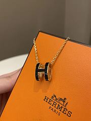 Okify Hermes Pop H Necklace Black - 5