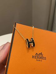 Okify Hermes Pop H Necklace Black - 6