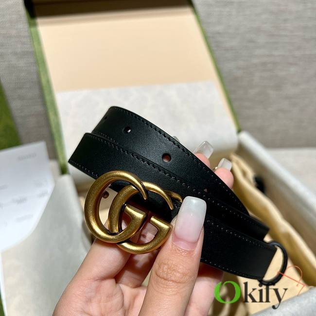 Okify Gucci Leather Belt with Double G Buckle 20mm - 1
