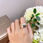 Okify Bvlgari Serpenti Viper One Coil Ring Rose Gold Black Onyx Elements Demi Pave Diamonds - 1