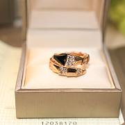 Okify Bvlgari Serpenti Viper One Coil Ring Rose Gold Black Onyx Elements Demi Pave Diamonds - 4