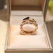 Okify Bvlgari Serpenti Viper One Coil Ring Rose Gold Black Onyx Elements Demi Pave Diamonds - 2