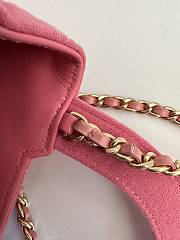 Okify CC Mini Shopping Bag Jersey Brushed Gold Tone Metal Hot Pink - 6