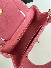 Okify CC Mini Shopping Bag Jersey Brushed Gold Tone Metal Hot Pink - 5