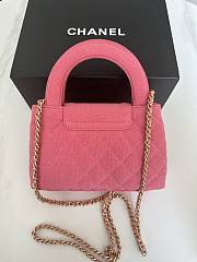 Okify CC Mini Shopping Bag Jersey Brushed Gold Tone Metal Hot Pink - 3