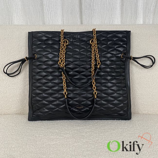 Okify YSL Pochon Matelasse Leather Shoulder Bag in Black - 1