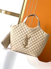 Okify YSL Icare Maxi Shopping Bag in Quilted Nubuck Suede Beige - 5