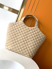 Okify YSL Icare Maxi Shopping Bag in Quilted Nubuck Suede Beige - 4