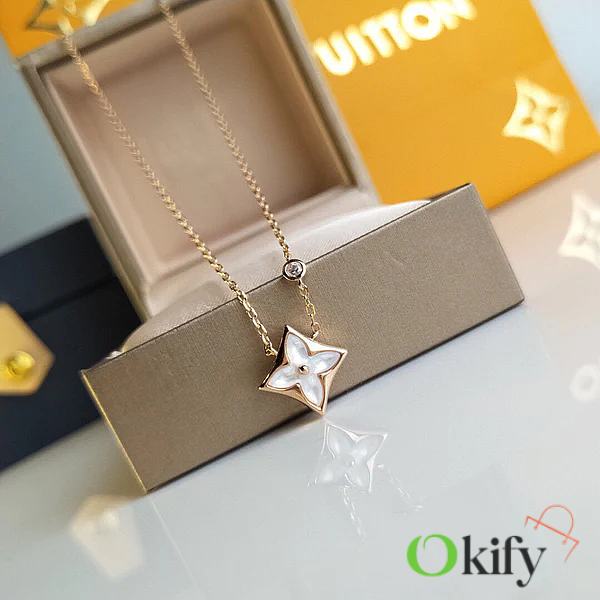 Okify LV Color Blossom Star Pendant Necklace Rose Gold White Mother Of Pearl Q93521 - 1