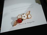 Okify VCA Brooch Lucky Spring Clip Rose Gold Carnelian Mother Of Pearl Onyx - 1