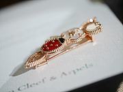 Okify VCA Brooch Lucky Spring Clip Rose Gold Carnelian Mother Of Pearl Onyx - 2