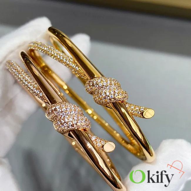 Okify Tiffany Knot Double Row Hinged Bangle with Diamonds - 1