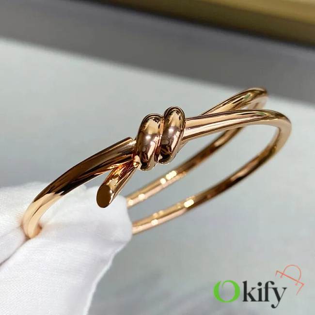 Okify Tiffany Knot Double Row Hinged Bangle in Rose Gold - 1