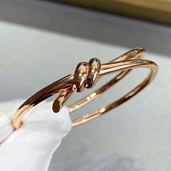 Okify Tiffany Knot Double Row Hinged Bangle in Rose Gold