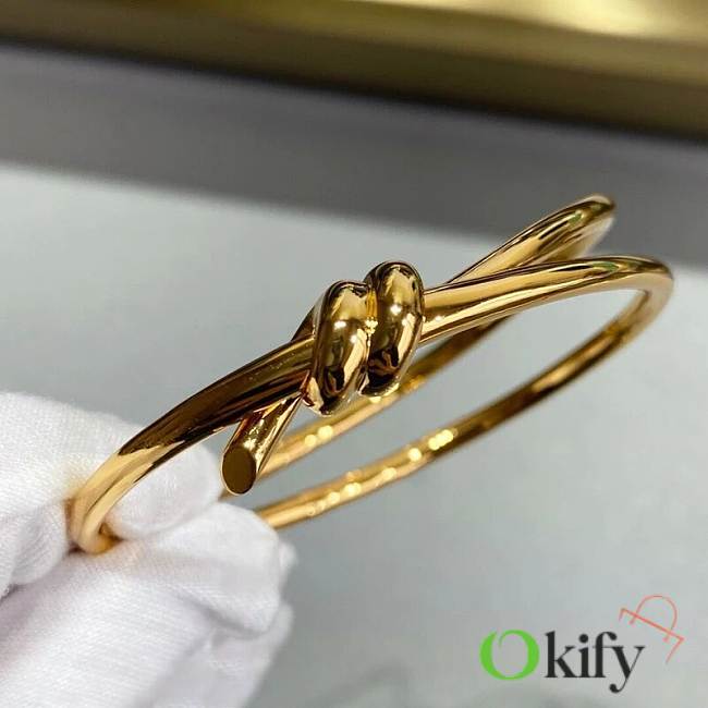 Okify Tiffany Knot Double Row Hinged Bangle in Yellow Gold - 1