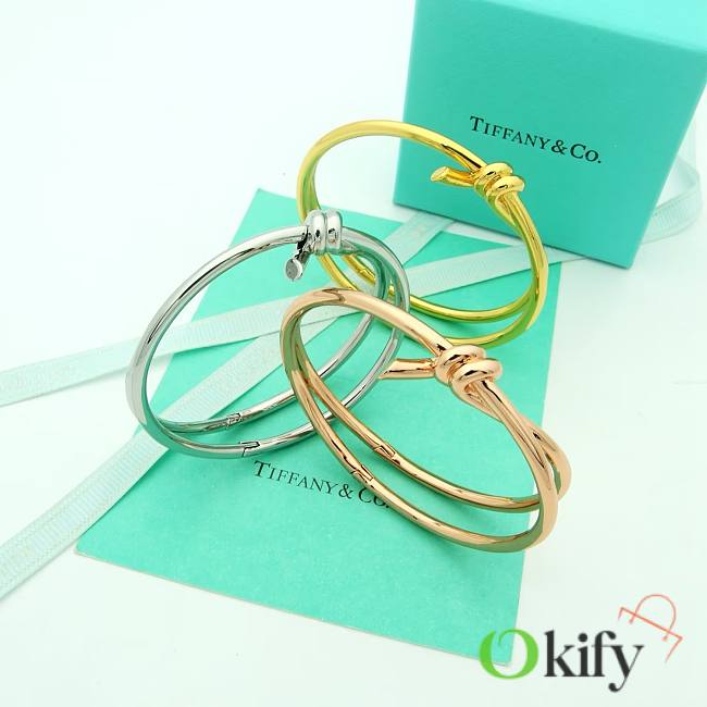 Okify Tiffany Knot Double Row Hinged Bangle - 1