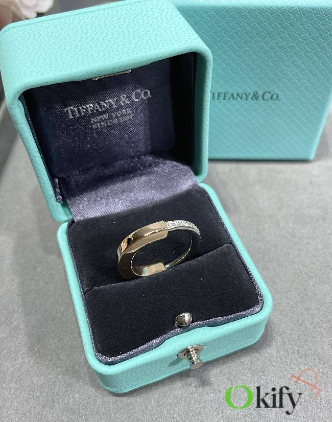 Okify Tiffany Lock Ring in Light Yellow and White Gold with Diamonds - 1