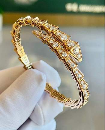 Okify Bvlgari Serpenti Viper 18 KT Yellow Gold Bracelet with Pave Diamonds