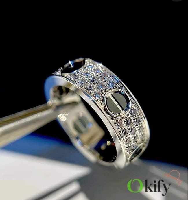 Okify Cartier Love Ring Diamond Paved Black Ceramic 6.5mm - 1