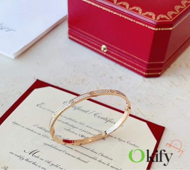 Okify Cartier Love Bracelet Small Model Paved Yellow Gold 3.75mm - 1