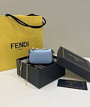 Okify Fendi Nano Baguette Charm Fendace Blue Leather Charm - 2