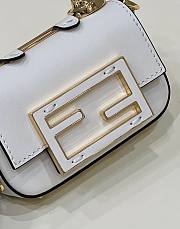 Okify Fendi Nano Baguette Charm Fendace White Leather Charm - 3
